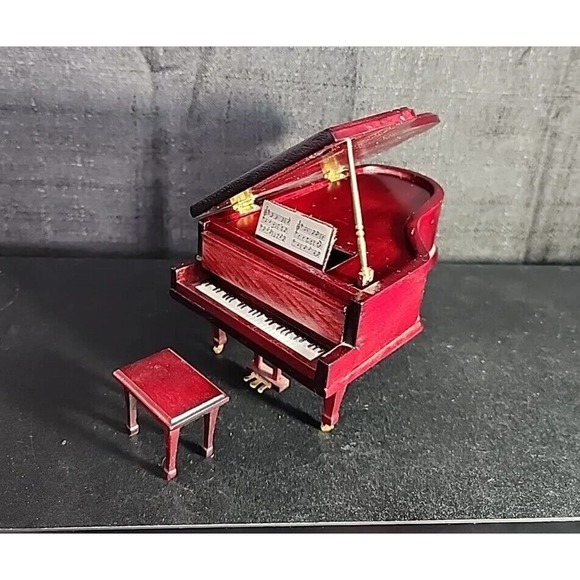 Victorian Other - Dollhouse Miniature Baby Grand Piano Music Room Parlor Mahogany Wood Furniture
